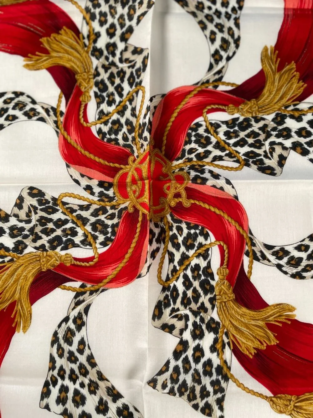 Vintage Christian Dior Leopard Ribbon Cotton Scarf | Never Worn